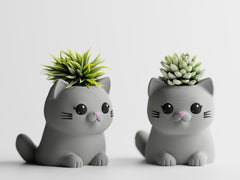 LeafyPaws Cat Planters – Set of 2 Cute Indoor Succulent Pots