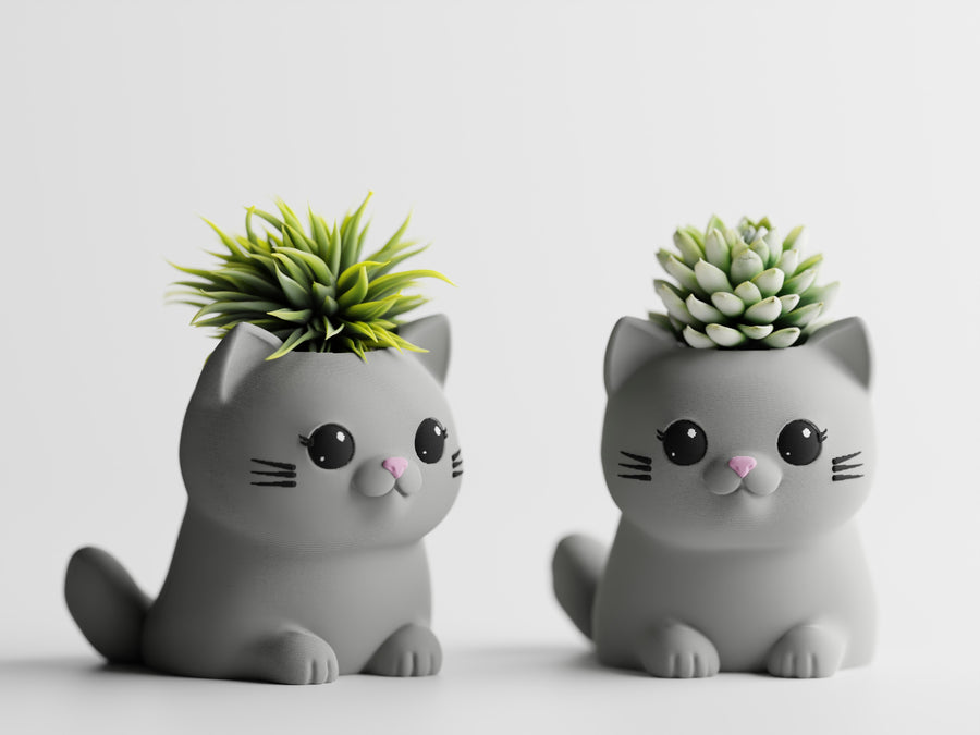 LeafyPaws Cat Planters – Set of 2 Cute Indoor Succulent Pots