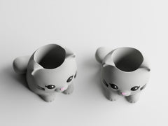 LeafyPaws Cat Planters – Set of 2 Cute Indoor Succulent Pots