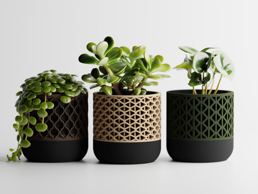 Synora Collection – Set of 3 Geometric Planters
